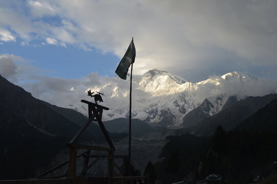 flag on the mountain, Nanga parbat, fairy medows,