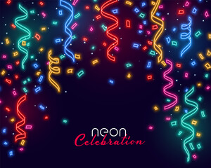 celebration falling confetti in neon light colors background © starlineart
