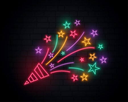 bursting neon confetti from cap celebration birthday design