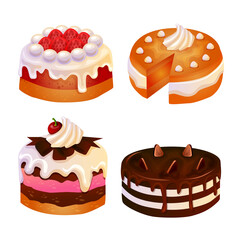 set of cake tart icon set