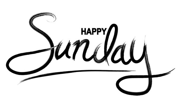 Happy sunday phrase, ink brush text hand lettering calligraphy. use for poster,greeting Card, banner. isolated on white background. vector illustration
