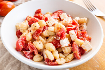 Pata with tomato and cheese, typical italian food