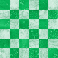 Green watercolor seamless pattern. Abstract watercolor chess background