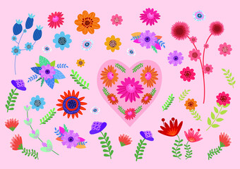 isolate frowers elements vector for decorate card or pattern 