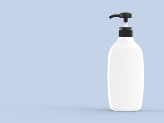 White pump bottle on blue background - 3D Render