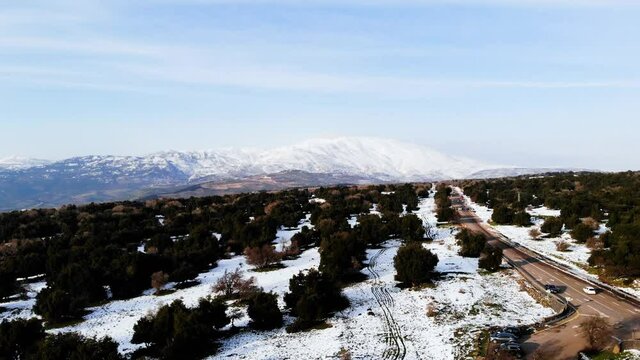 Beautiful 4k Snow Drone Shot Israel Mount Hermon