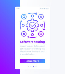 software testing banner design with line icon