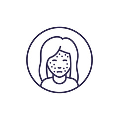 acne icon, skin problem line vector