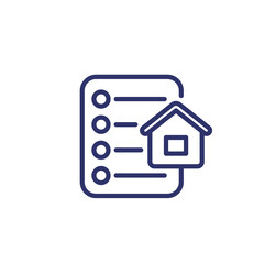 house and checklist line icon