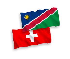 Flags of Republic of Namibia and Switzerland on a white background