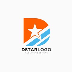 Letter D initial logo with star design concept