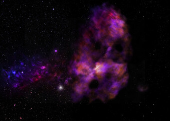 Star field in space and a nebulae. 3D rendering