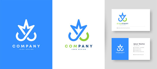 Crown Flat Minimal Initial J, JJ, and JL Letter Logo With Premium Business Card Design Vector Template for Your Company Business