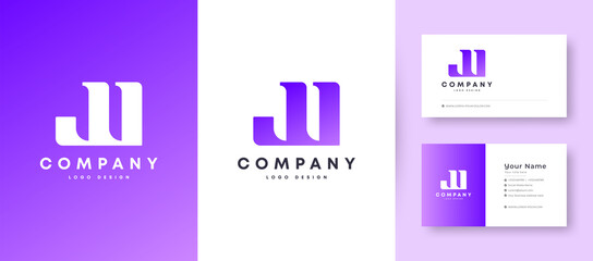 Crown Flat Minimal Initial J, JJ, and JL Letter Logo With Premium Business Card Design Vector Template for Your Company Business