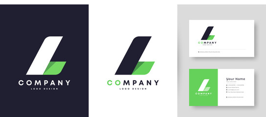 Flat Minimal Initial L, LL Letter Logo With Premium Business Card Design Vector Template for Your Company Business