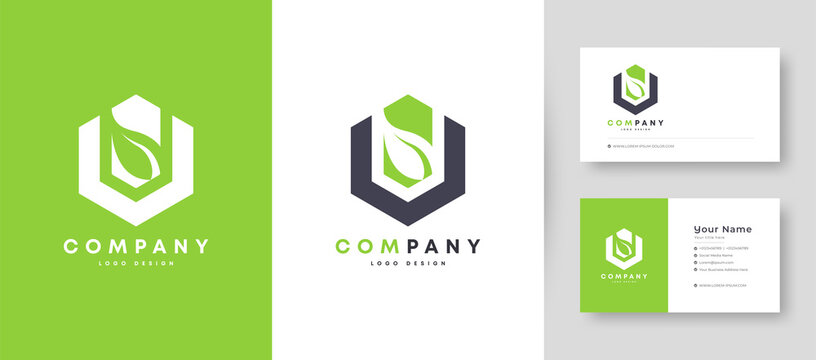 Flat Minimal and colorful Agriculture nature Leaf Logo With Premium Business Card Design Vector Template for Your Company Business