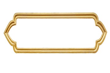 Gold wooden picture frame  isolated on a white background