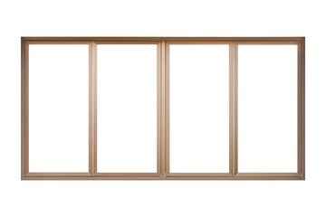 Brown sliding aluminum window frame isolated on a white background