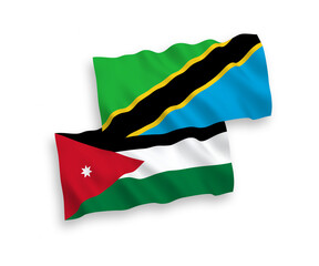 Flags of Hashemite Kingdom of Jordan and Tanzania on a white background