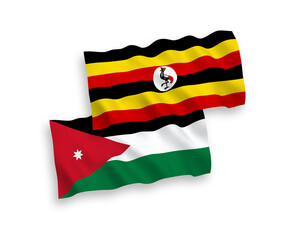 Flags of Hashemite Kingdom of Jordan and Uganda on a white background