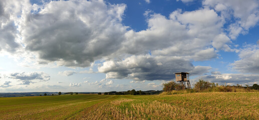 scenic panorama view of natural landscape under a cloudy sky