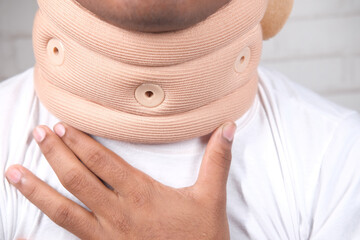 unrecognized man suffering throat pain close up 