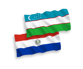 Flags of Paraguay and Uzbekistan on a white background