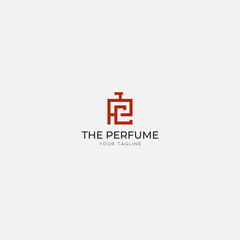 The perfume monogram letter TPC logo abstract red line minimalist