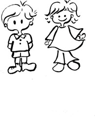 귀여운 소년,소녀 캐릭터(Cute boy and girl characters)