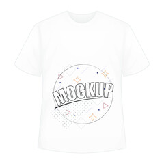 Minimalistic t-shirt design, circle with geometric shapes. Mockup for printing, contour drawing on a t-shirt. 

