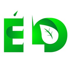 monogram letters ELO gradient green color with sheets inside letter O