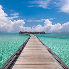 Obraz premium Beautiful beach with water bungalows