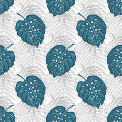 Tropical leaves surface seamless pattern design. rainforest backgroud for textile, fabric print