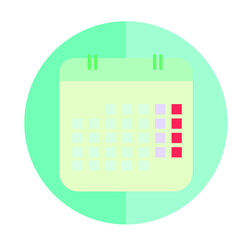 Vector calendar icon on a green background, Illustration.