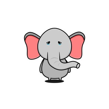 cute illustration of sad elephant