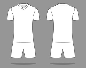 Blank White Football Uniform Template On Gray Background.Front And Back View, Vector File