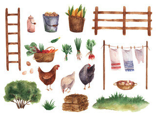 Village watercolor clipart