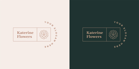 Beautiful rose flower logo template linear vector illustration