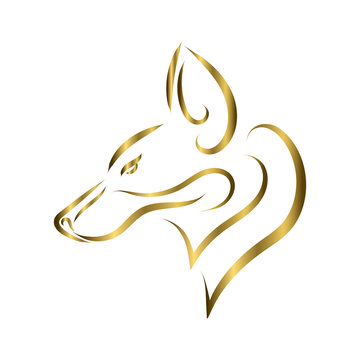 gold line art of fox head. Good use for symbol, mascot, icon, avatar, tattoo, T Shirt design, logo or any design you want.