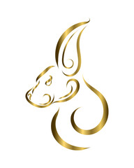 gold line art of rabbit head. Good use for symbol, mascot, icon, avatar, tattoo, T Shirt design, logo or any design you want.
