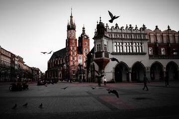 Cracow Market Square in the evening. © EvoraArt