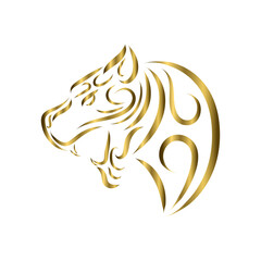 gold line art of tiger head. Good use for symbol, mascot, icon, avatar, tattoo, T Shirt design, logo or any design you want.