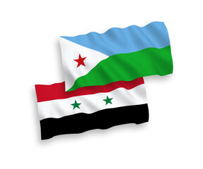 Flags of Republic of Djibouti and Syria on a white background