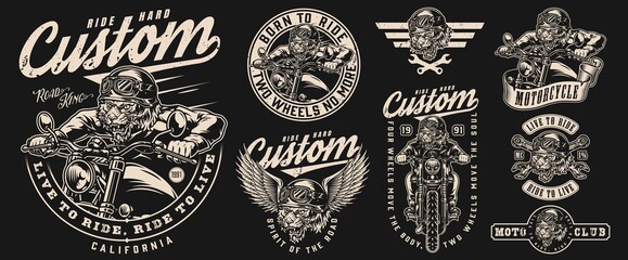 Custom motorcycle vintage labels set © DGIM studio