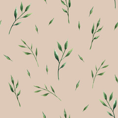 Watercolor pattern with leaves