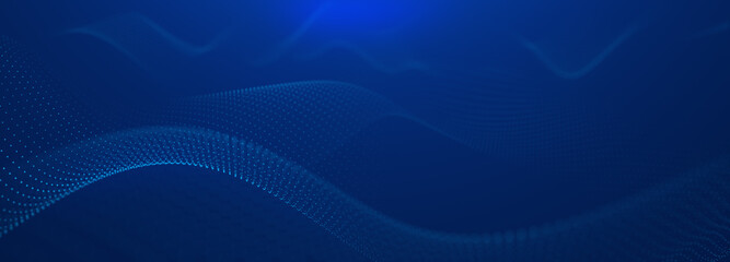 Beautiful abstract wave technology background. Blue light effect corporate concept background. Digital technology wave line dots background	
