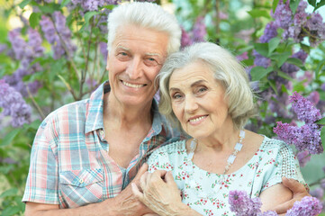 portrait of beautiful senior couple hugging