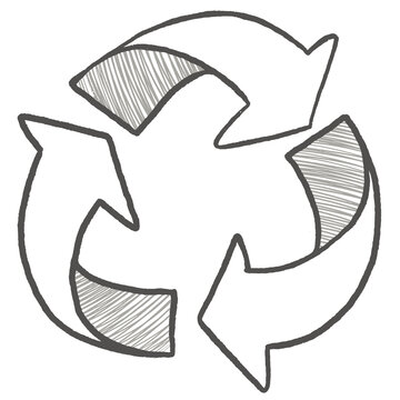 Doodle Recycle Arrow Symbol Hand Drawn Sketch . Vector Illustration