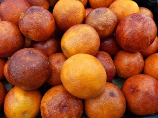 Red Sanguinelli oranges are native to Spain, the fruit is slightly elongated, the skin is blushy, with a few seeds inside
