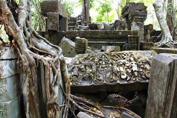 Fototapeta na wymiar Jungle ruins of Beng Mealea temple, Cambodia